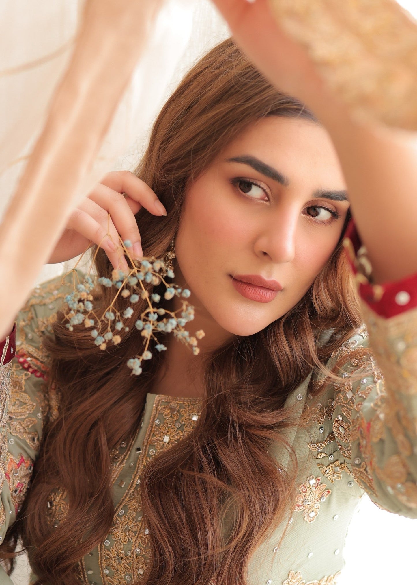 Kubra Khan - Pastel Shirt, Ghagra and Dupatta - COD | 50% OFF