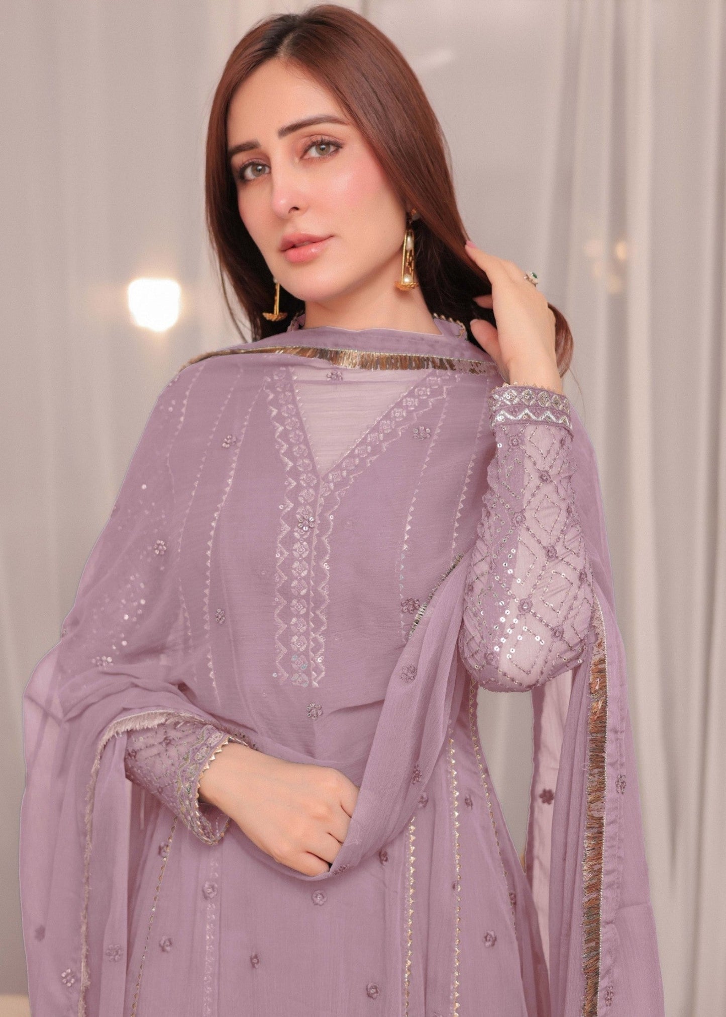 Sidra Niazi - Yani Shirt, Trouser and Dupatta - COD | 50% OFF