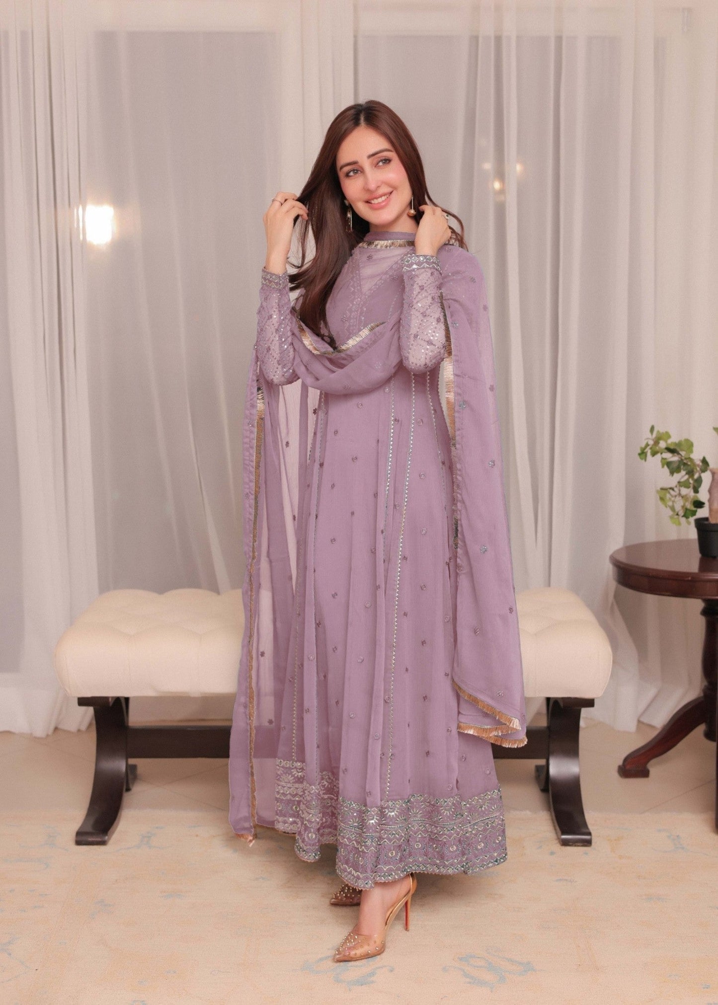 Sidra Niazi - Yani Shirt, Trouser and Dupatta - COD | 50% OFF
