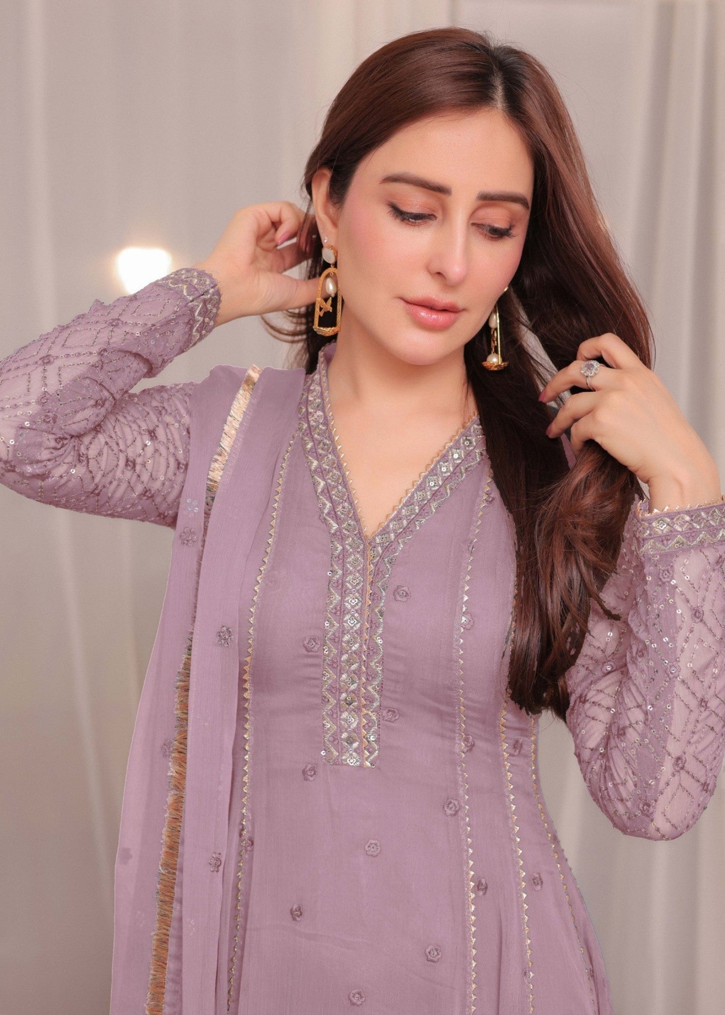 Sidra Niazi - Yani Shirt, Trouser and Dupatta - COD | 50% OFF