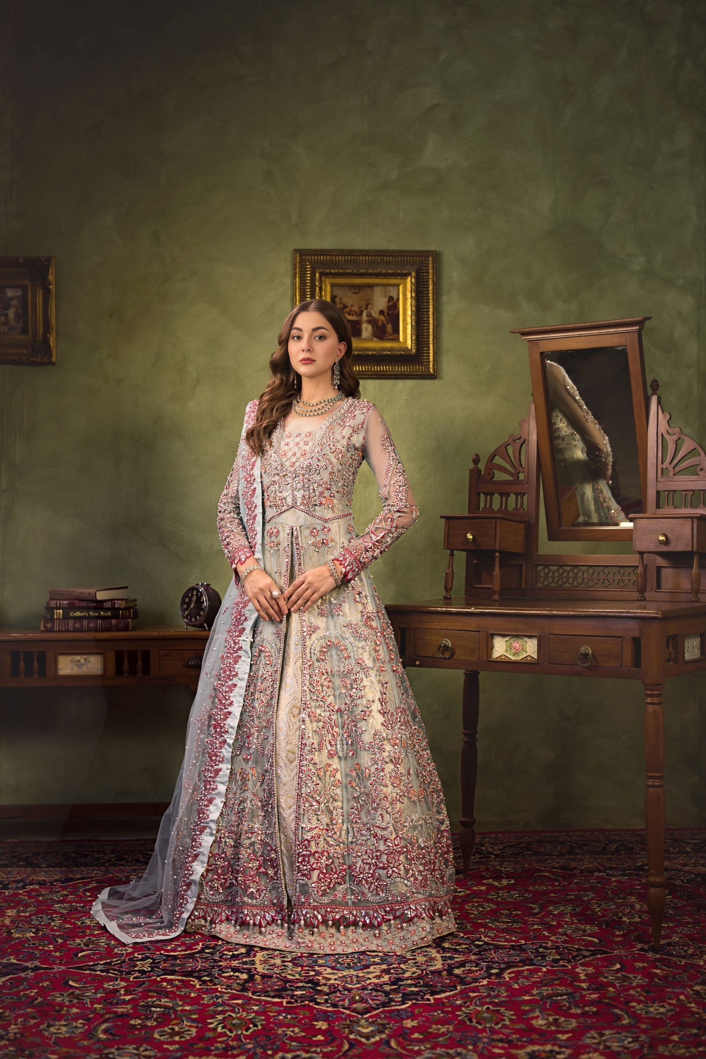 Hania Aamir Grey Marjanda - Nikkah Wear | 55% OFF