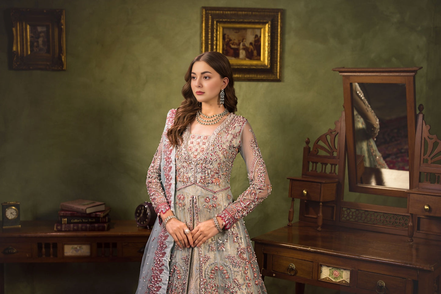 Hania Aamir Grey Marjanda - Nikkah Wear | 55% OFF