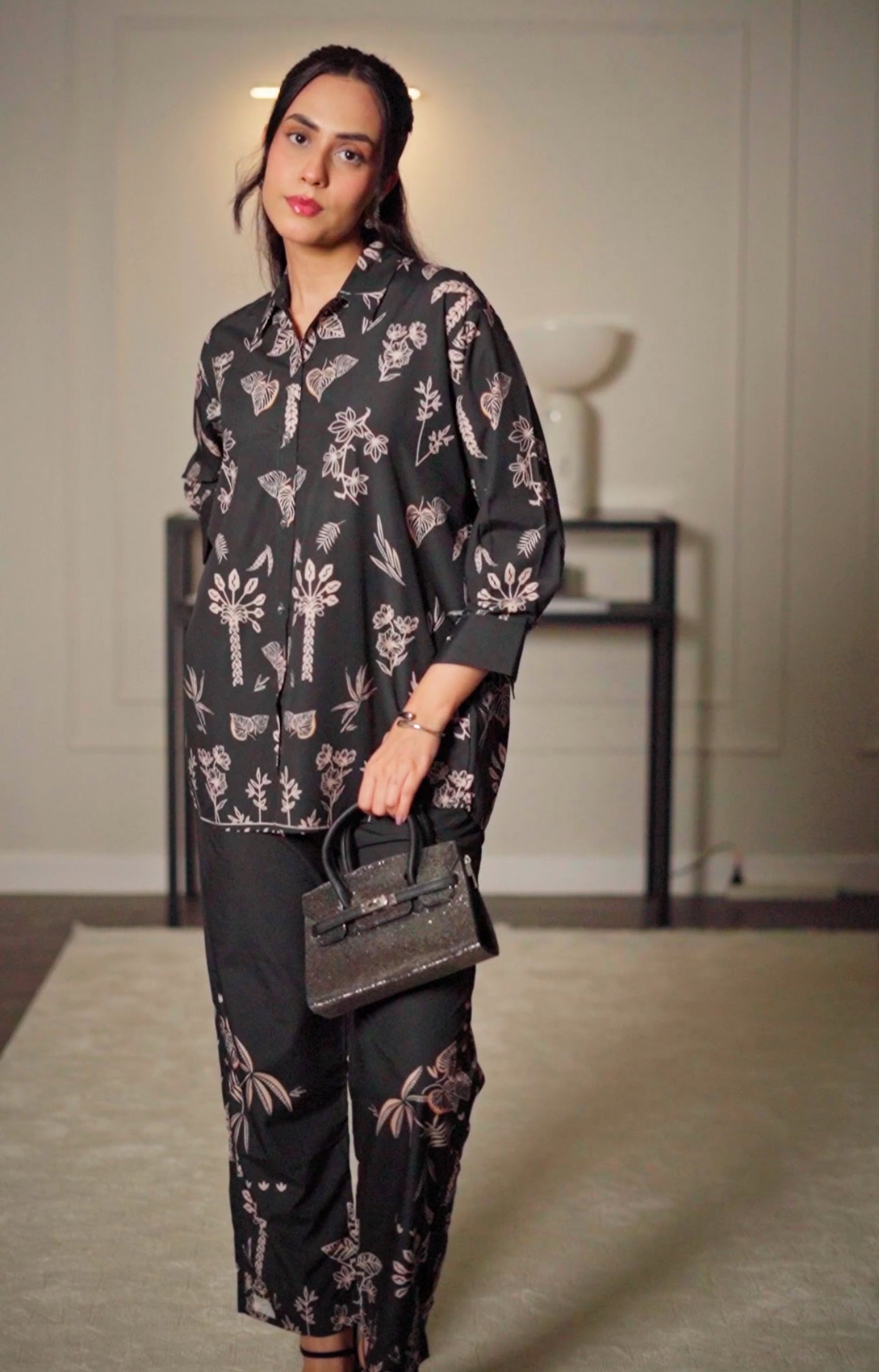 Ayesha Shahveer - Noir Shirt and Trouser - COD