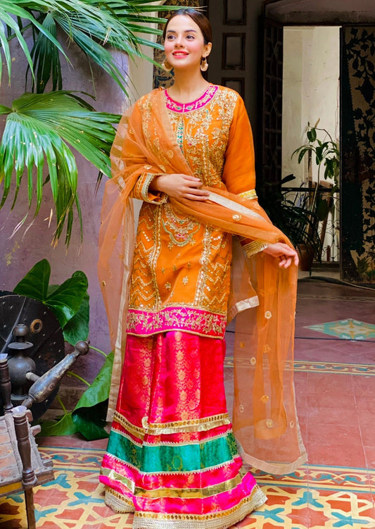 Komal Meer - Dine Shirt Sharara and Dupatta set - COD | 40% OFF