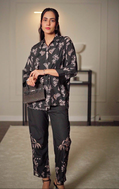 Ayesha Shahveer - Noir Shirt and Trouser - COD