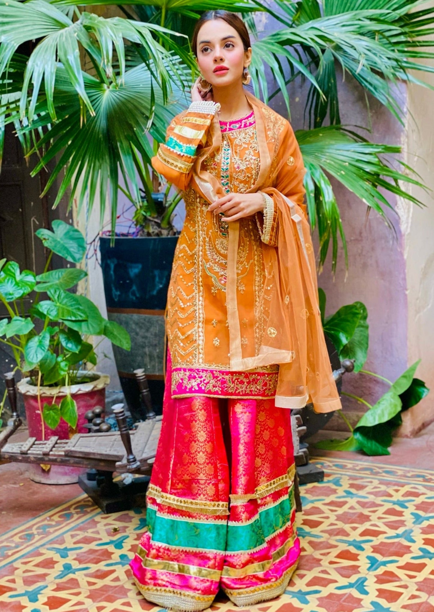 Komal Meer - Dine Shirt Sharara and Dupatta set - COD | 40% OFF