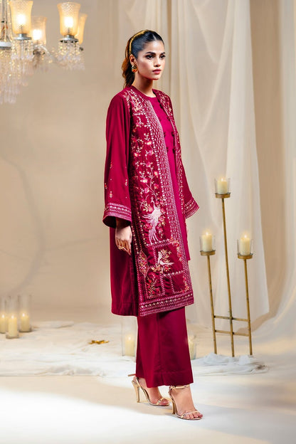 Wajeha Khan - Velvet Embroidered Bolero, Shirt and Trouser | 40% OFF