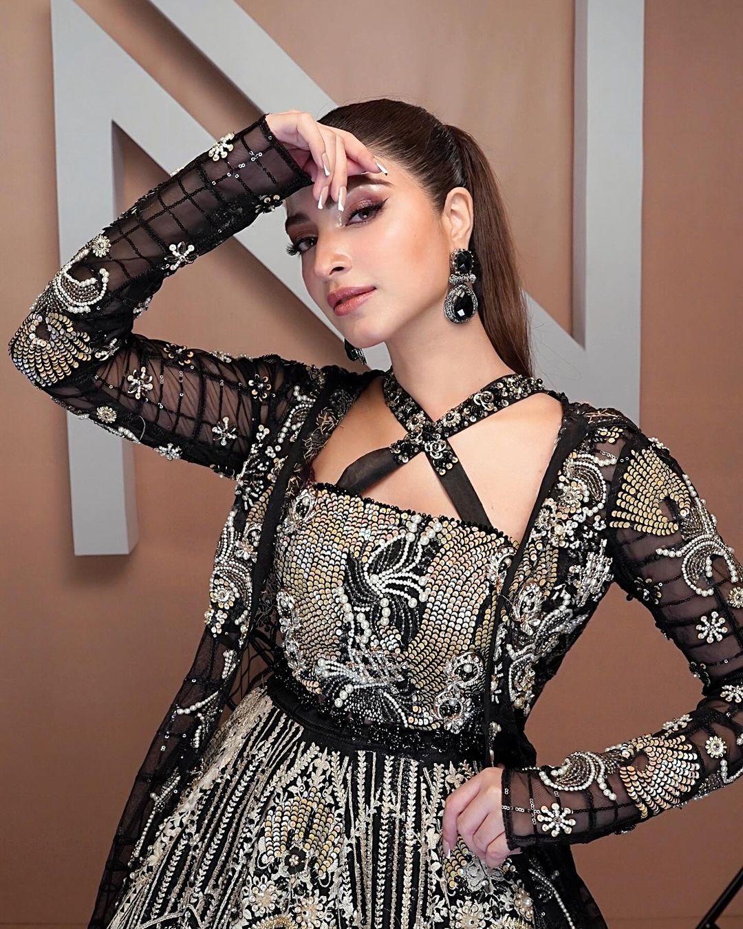 Kinza Hashmi - Embellished Majesty Black Gown | 60% OFF