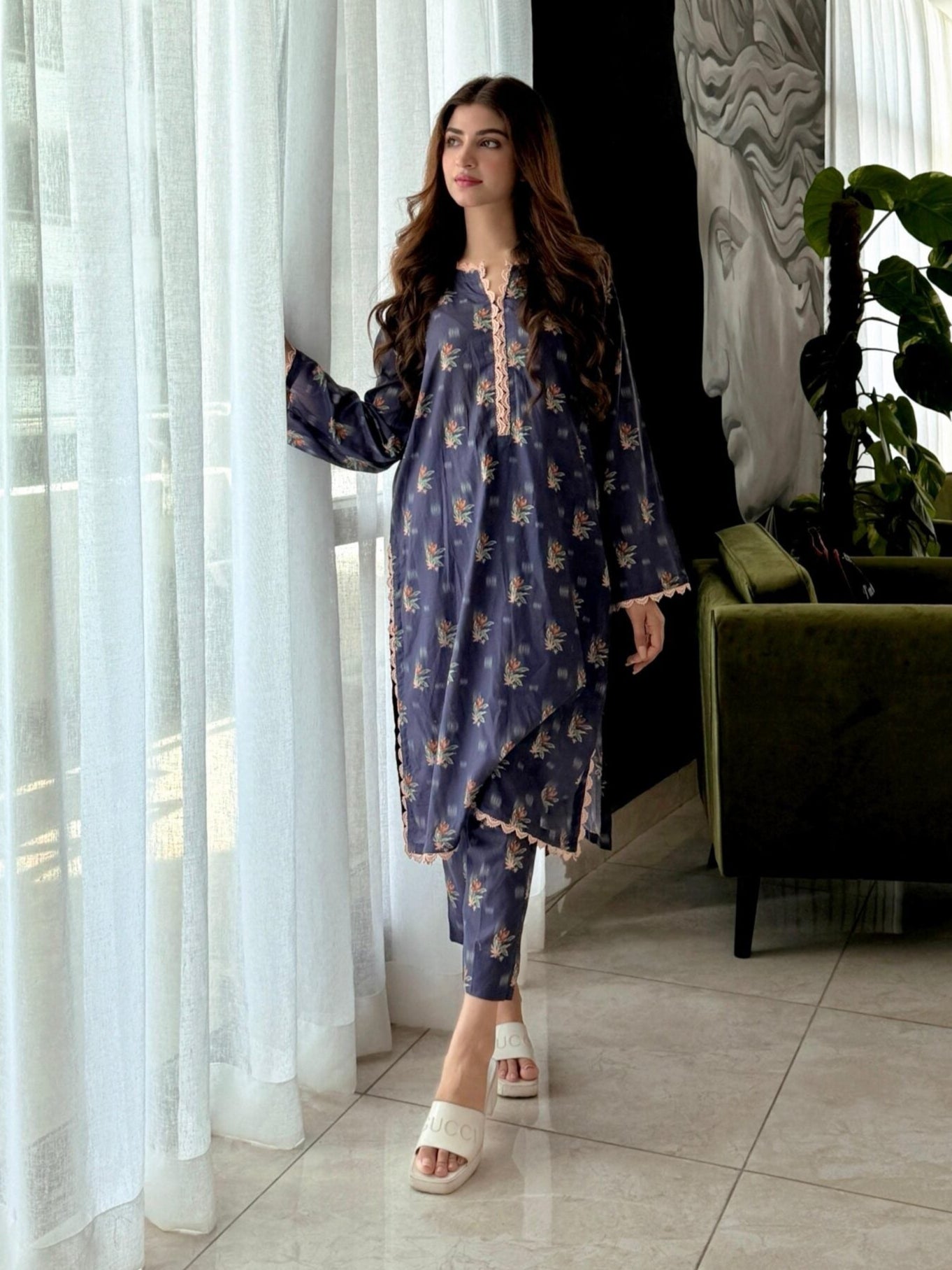 Kinza Hashmi - Navy Pret Shirt and Trouser - COD | 20% OFF