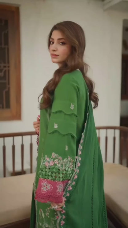 Kinza Hashmi - Mint Green viscose Shirt, Trouser and Dupatta set | 40% OFF