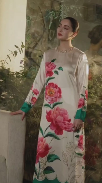 Hania Aamir - Qilar Long Shirt, Trouser and Dupatta set | 40% OFF