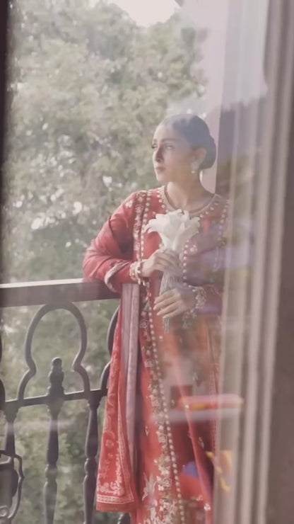 Ayeza Khan - Ruby Whisper Shirt, Trouser and Dupatta set | 50% OFF