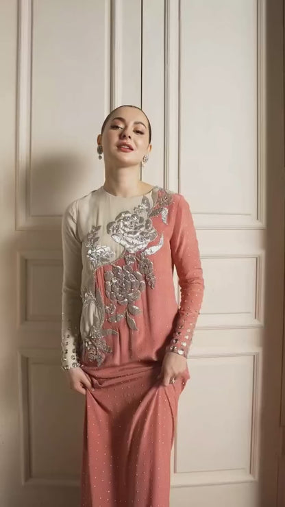 Hania Aamir Color Block Floral Dress | 70% OFF