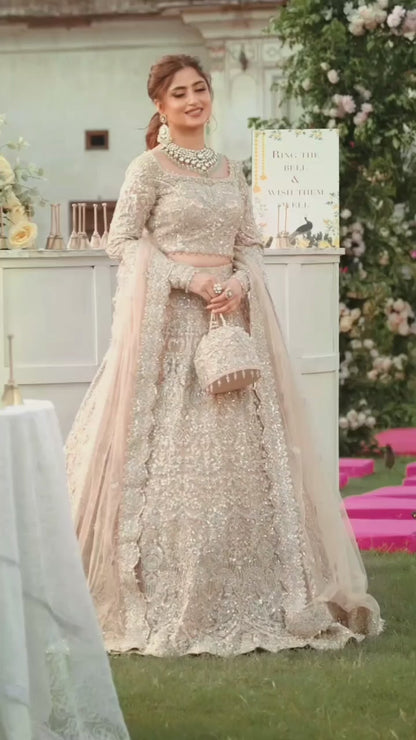 Sajal Ali Lehenga Choli LIGHT PINK Dress | 50% OFF