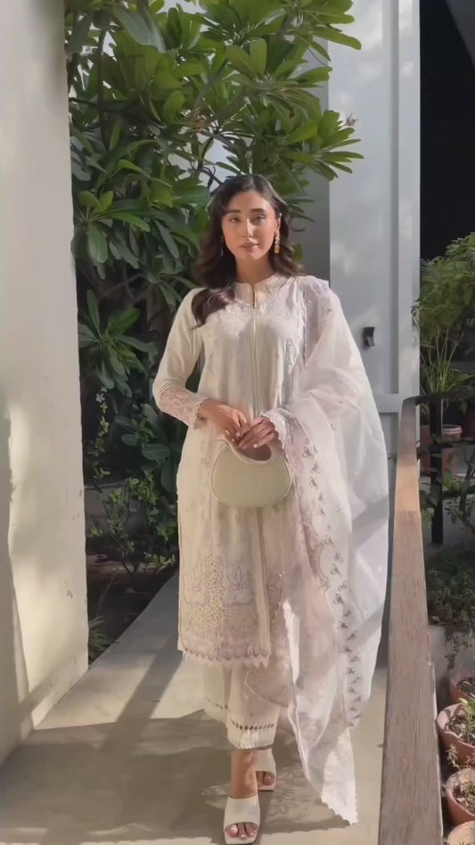 Wajeha Khan -  Fyka Shirt, Trouser and Dupatta set |  50% OFF