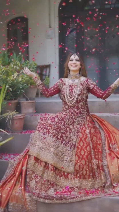 Neelum Muneer - Luxury Anari Red Bridal Gown | 75% OFF