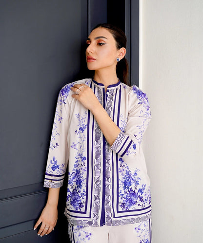 Laiba Khan - Cyan Shirt and Trouser - COD | 20% OFF