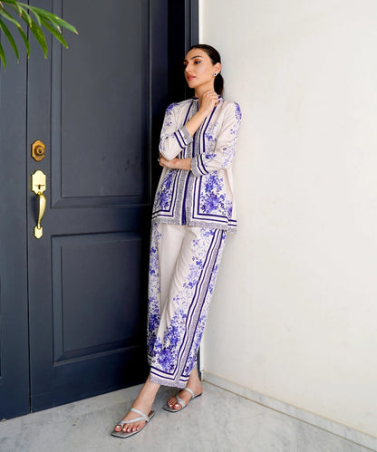 Laiba Khan - Cyan Shirt and Trouser - COD | 20% OFF