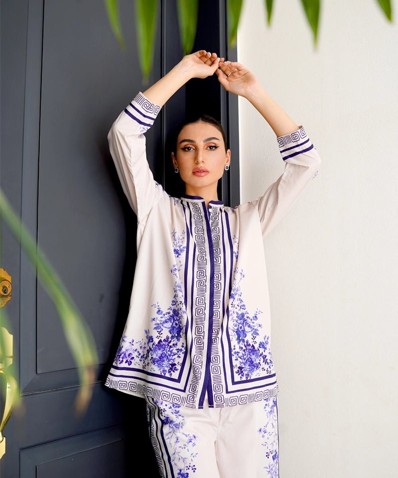 Laiba Khan - Cyan Shirt and Trouser - COD | 20% OFF