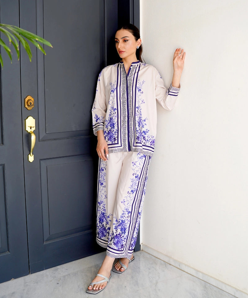 Laiba Khan - Cyan Shirt and Trouser - COD | 20% OFF