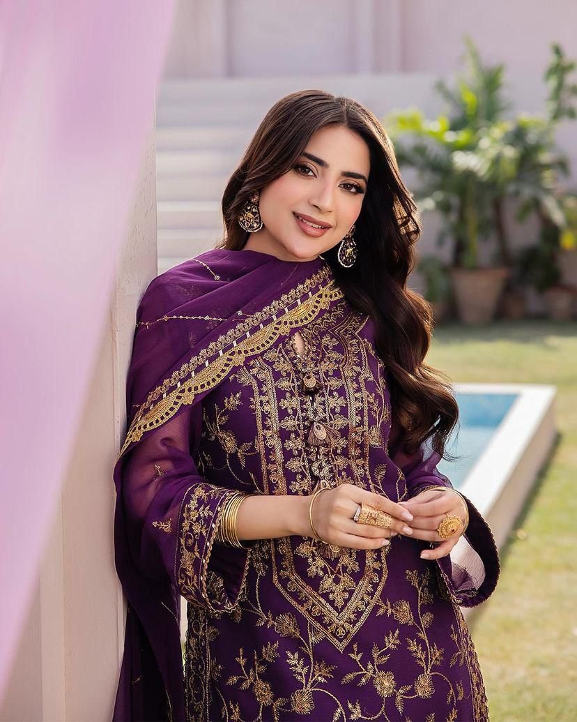 Saboor Ali - Zina Shirt, Trouser with Dupatta - COD | 50% OFF