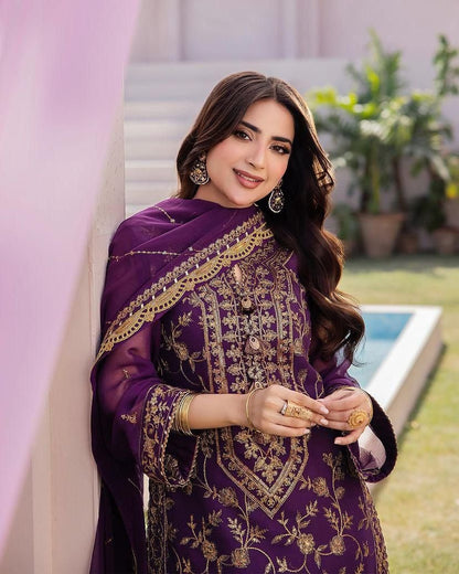 Saboor Ali - Zina Shirt, Trouser with Dupatta - COD | 50% OFF