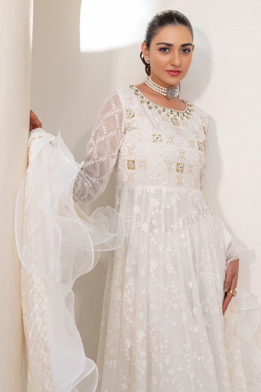 Sarah Khan -  White Chiffon Embroidery Dress | 60% OFF