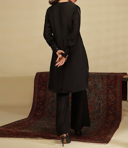 Sarah Khan - Black Silk Cheetah Set | 65% OFF