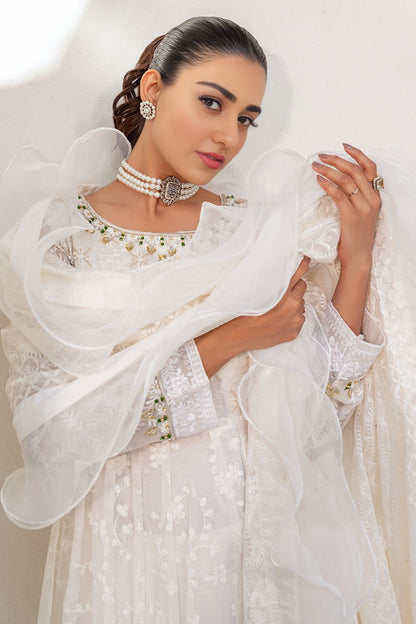 Sarah Khan -  White Chiffon Embroidery Dress | 60% OFF