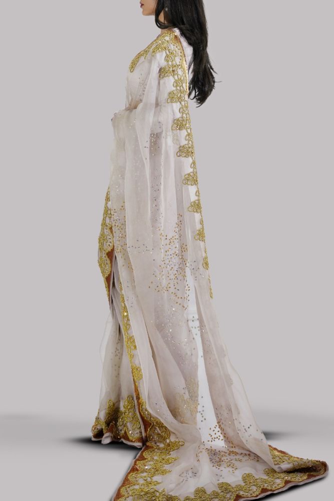 Sonya Hussain Silver Gray Embellished Saree | 70% OFF