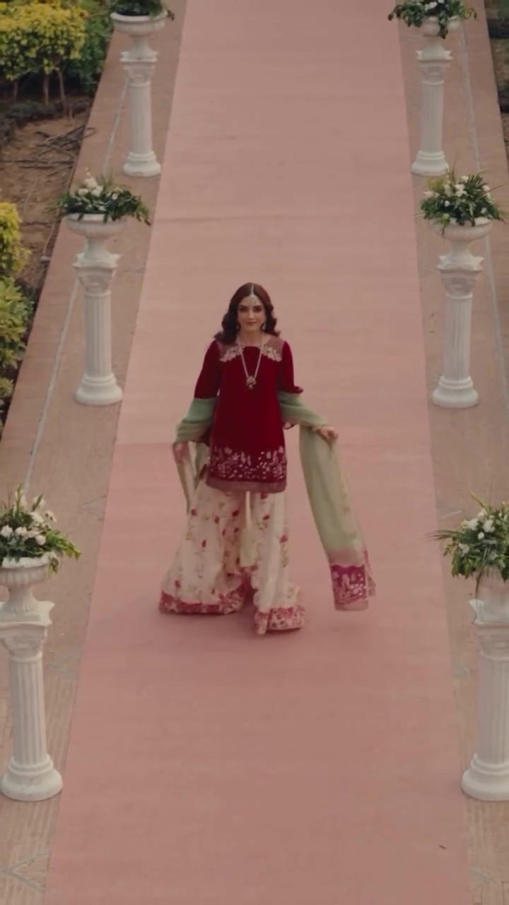 Maya Ali -  Floral Maroon Shirt, Garara and Dupatta set | 60% OFF