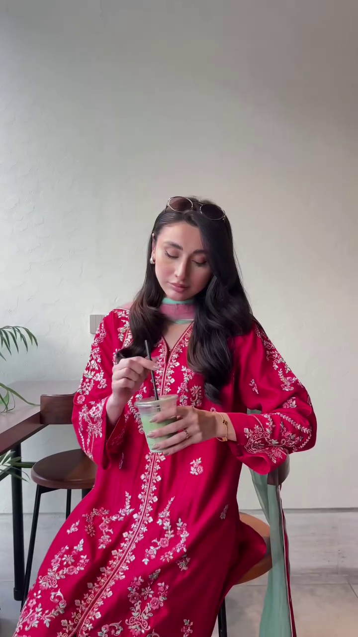 Wajeha Khan - Embroidered Silk Shirt,Trouser and Dupatta | 50% OFF