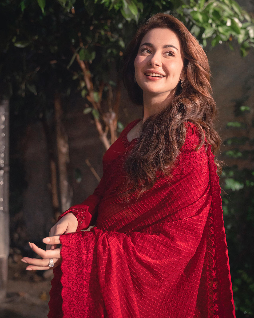 Hania Aamir - Evia Red Saree |  70% OFF